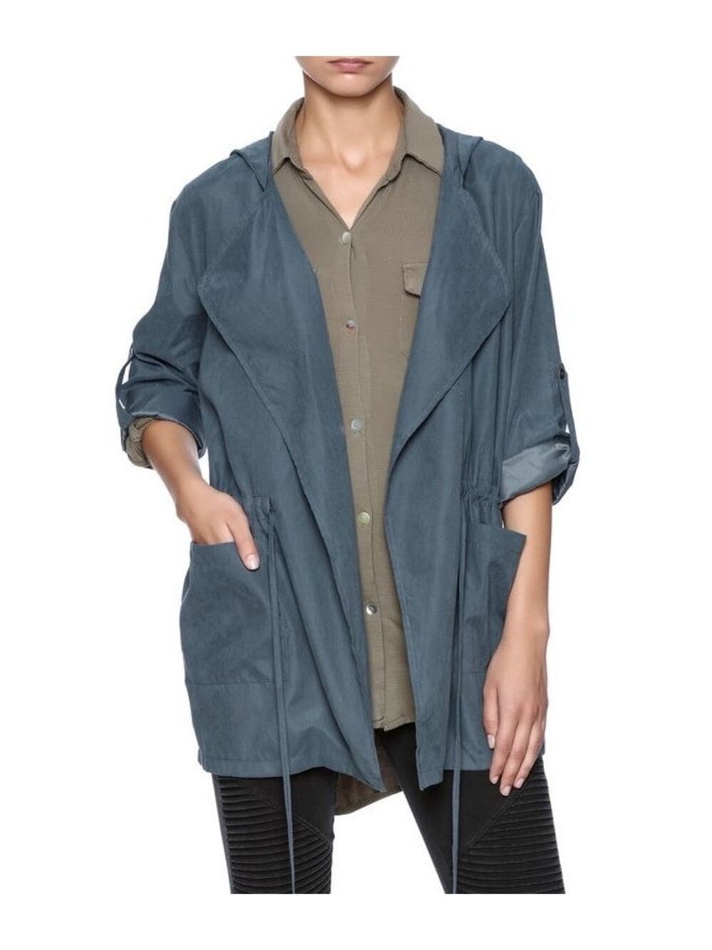entro Hooded Cinch Waist Cardigan